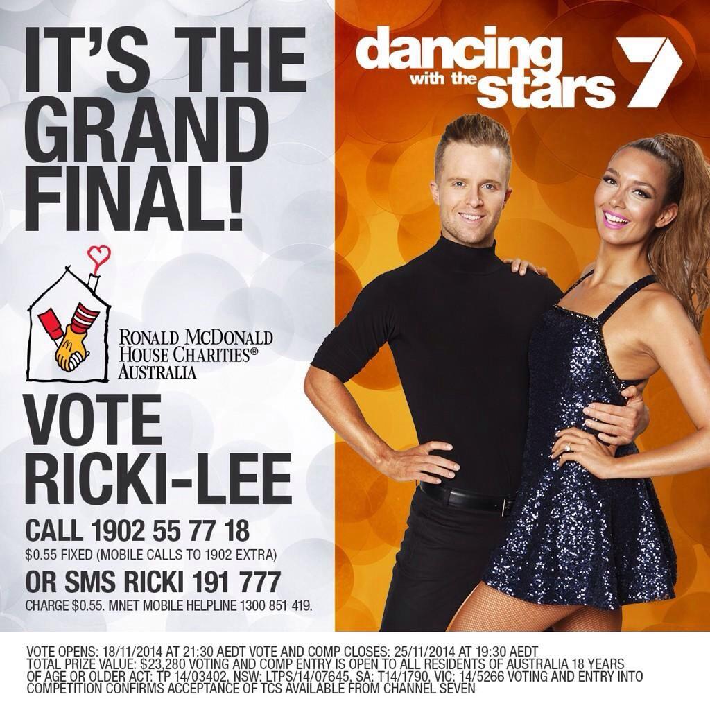 _RickiLeeARMY's tweet photo. @TheRickiLee to WIN !! Text RICKI-LEE to 191777 or Call 1902557718 #DancingAU every vote counts #TeamRickiLee http://t.co/KYpUgGkOAT