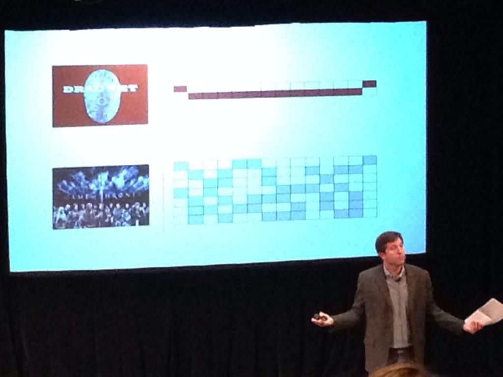 rachatl's tweet photo. Two charts: old-school TV's linear storytelling and the Game of Thrones' bezillion stories #ANAMarketing http://t.co/wO0X9avk11