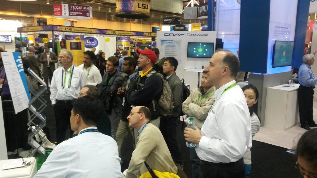 Chris_AI_HPC's tweet image. Greg Lee gathers a crowd by talking about debugging a million process job. #SC14 #codematters
