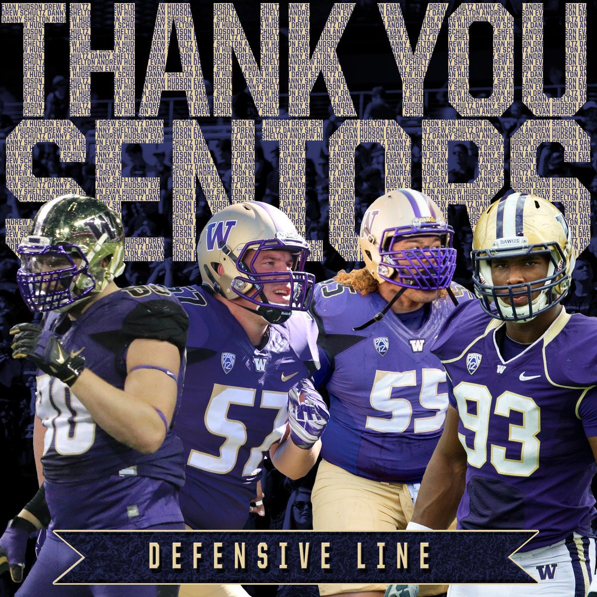 UW_Football's tweet image. Today we thank Evan, Drew, Danny and Andrew, our seniors on the D-line. #UWSeniorWeek #UWHuskies