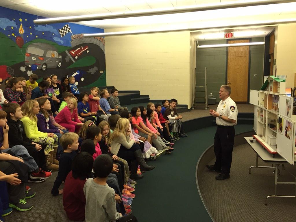 Our 4th graders enjoyed learning about fire safety today!  Thanks Mr. Freer and Carmel Fire Department!