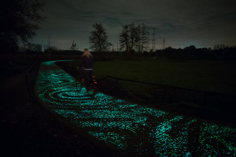 HuffPost's tweet photo. This enchanted bike path was inspired by Van Gogh's "Starry Night" http://t.co/PzgSyTZUlM http://t.co/SlAEt7HaSD