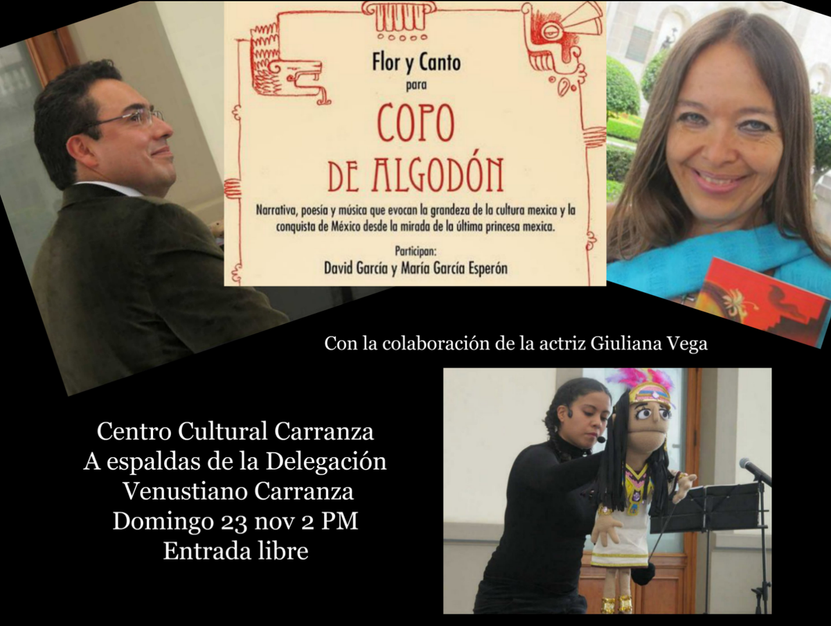 MGarciaEsperon's tweet image. #Florycanto para #CopodeAlgodón @el_naranjo en el Centro Cultural Carranza domingo 23 nov 2 PM