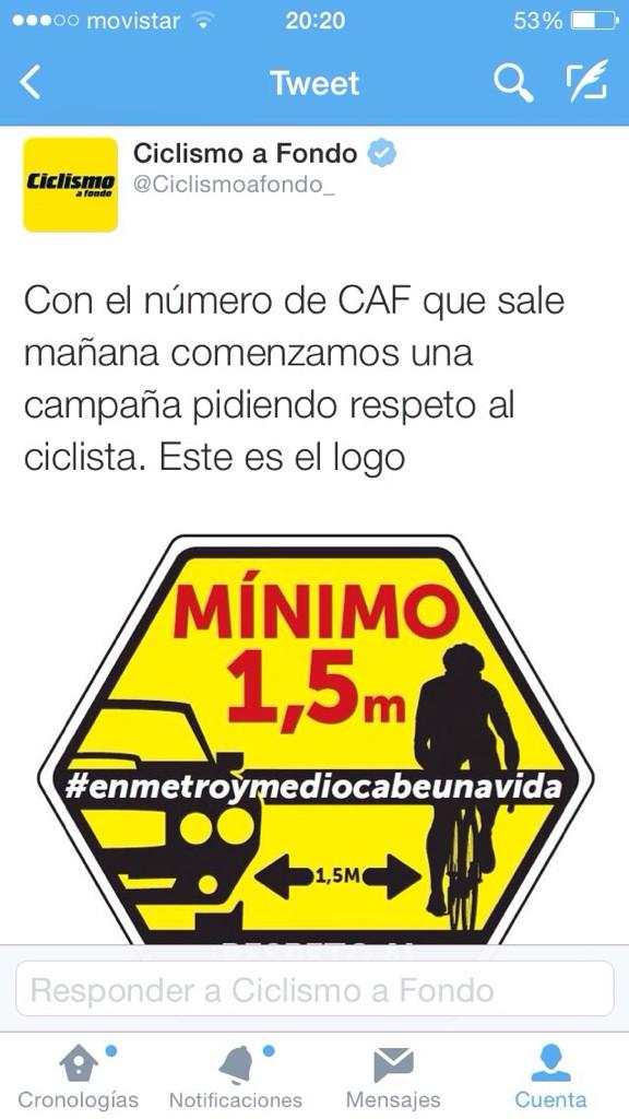 ZabalaMikel's tweet photo. Mañana con @Ciclismoafondo_! Campaña de respeto al ciclista. Gracias por esta iniciativa! 👍 http://t.co/t7rbbOmIqJ
