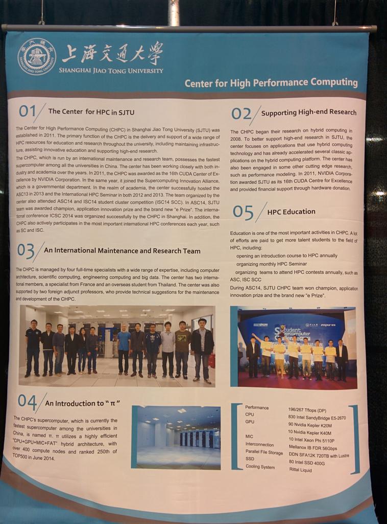 sjtuhpc's tweet photo. #SC14 Find us at booth 3503! http://t.co/72Ku7di6NL
