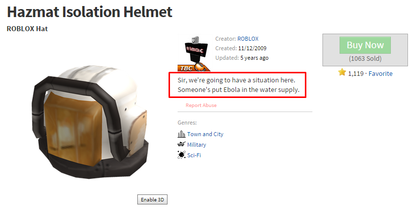 Roblox Secrets On Twitter Roblox Predicted An Ebola Outbreak With A Hazmat Suit Helmet 5 Years Ago Http T Co Qd4e14gurz - roblox orange hazmat suit