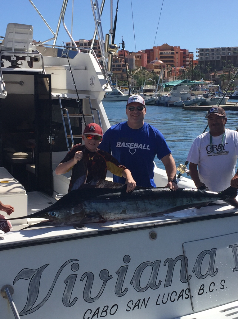 jjvail's tweet photo. My son is only 11 but he has already checked a major bucket item off-reeling in an 8 1/2 ft. Marlin! http://t.co/i2y8NZeuxE