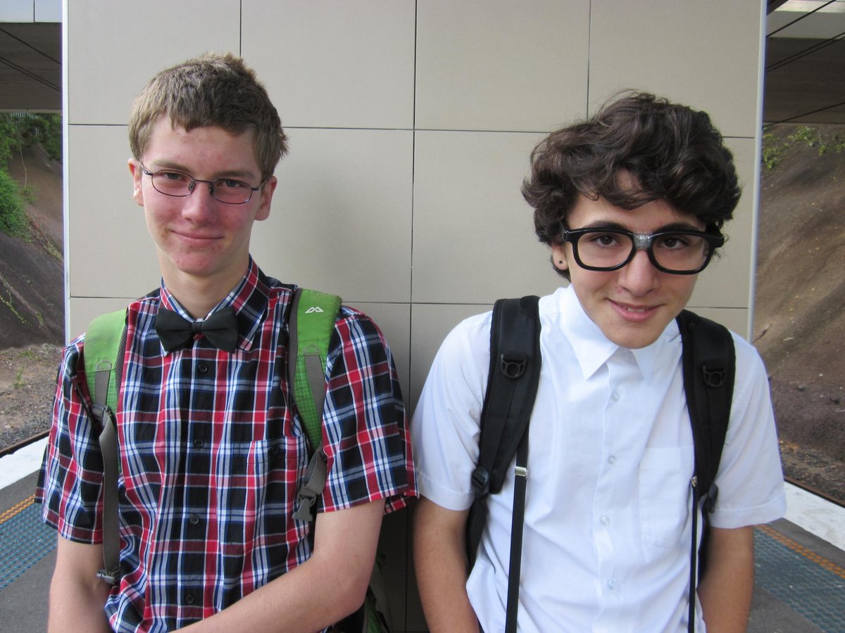 anne42perry's tweet photo. @UrbanChallenge1 Hilarious line up of THS Team 1 Geeks on the train station this morning.  Have fun all! http://t.co/P9hNqwk9lN