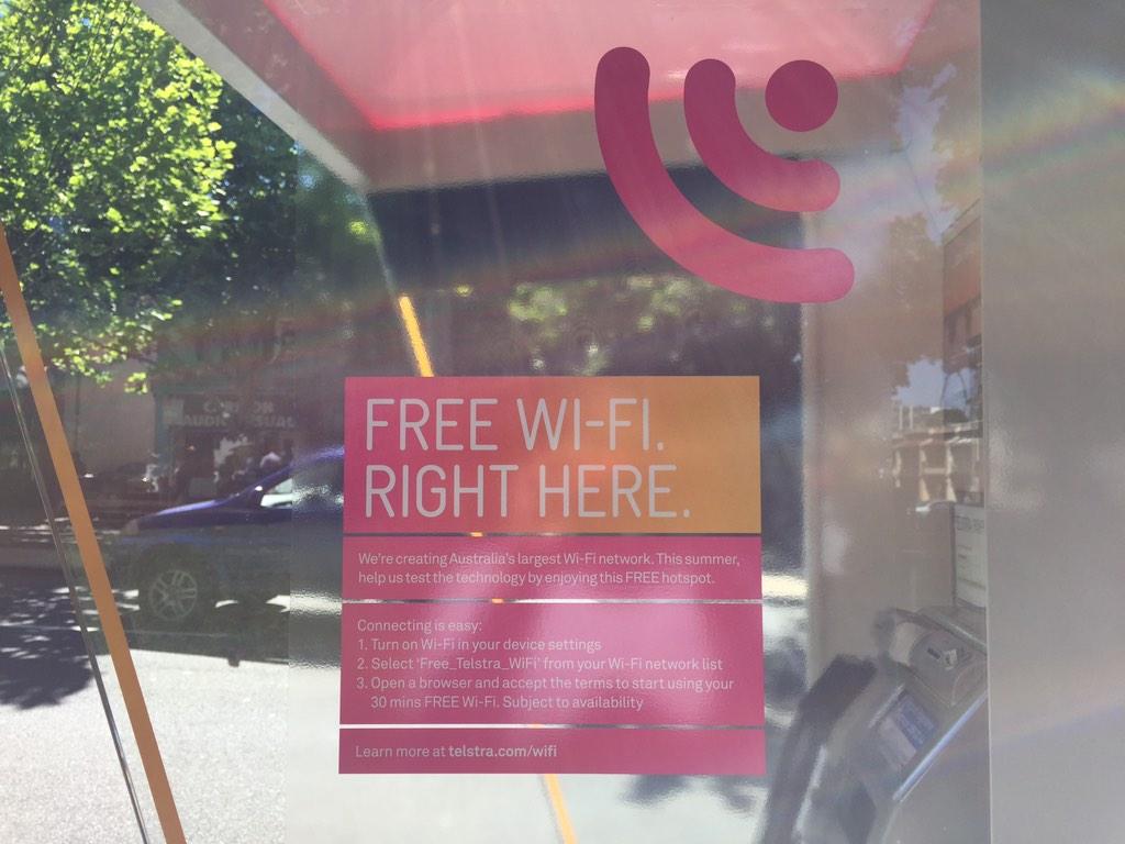 longzheng's tweet photo. At the Melbourne launch of first 1000 Telstra Hotspots around Australia. Wifi on payphones. Home wifi sharing next. http://t.co/fQS5xU7V2y