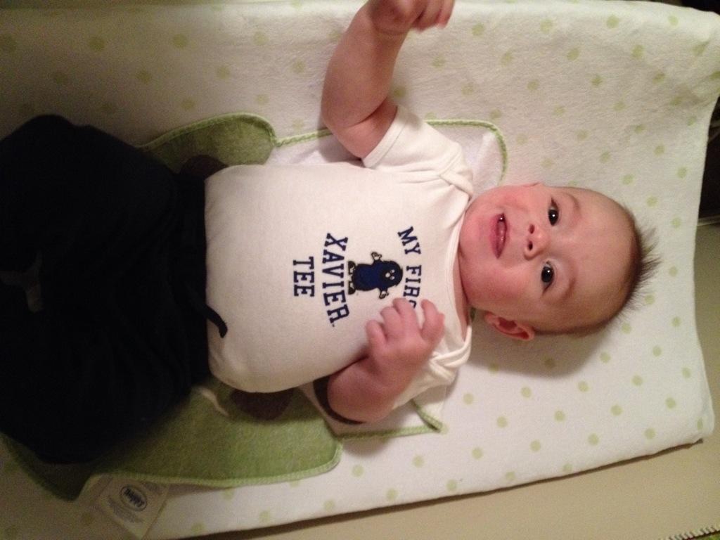 Jacob rooting for Xavier in his first game as a Muskies Fan!