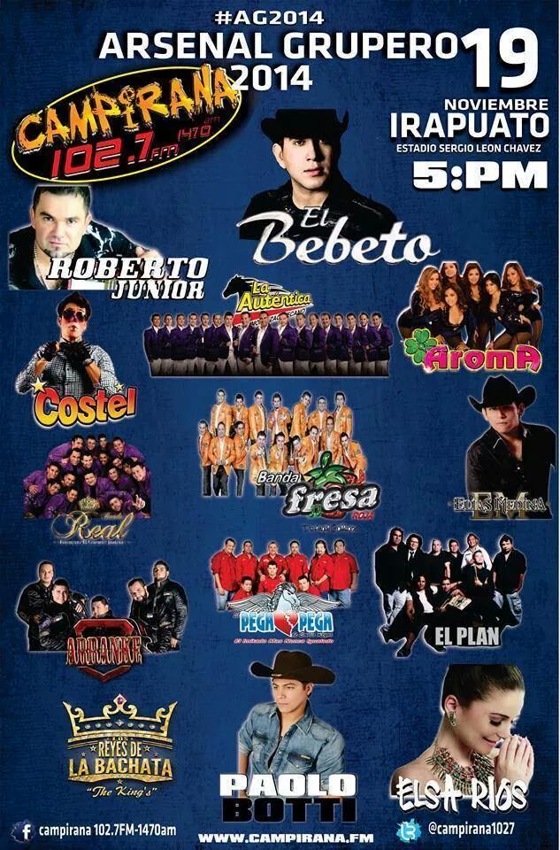 SteepMartinez's tweet photo. #AG2014 @El_Bebeto @robertojr16 @CostelOficial @bandafresa1 @GrupoAromaOfic @AutenticaAndele @ReyesBachata RT http://t.co/PnzBUPCEWs