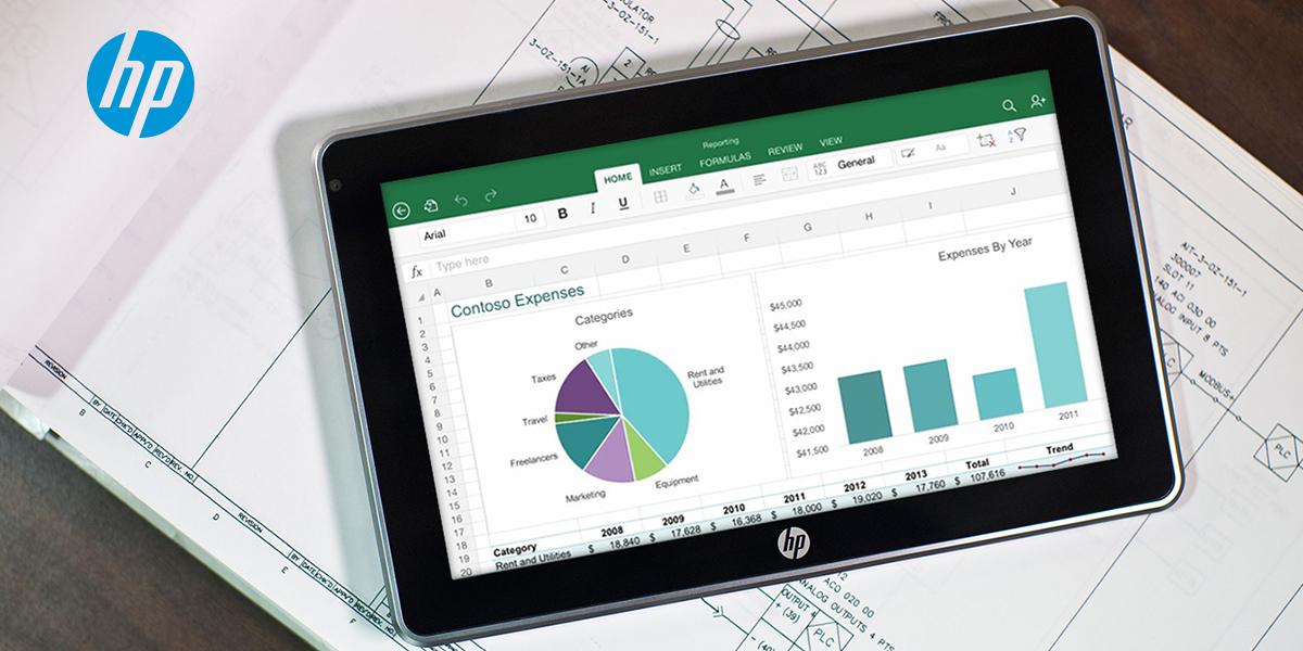 HP's tweet image. Work from almost anywhere on your tablet with @Microsoft Office, now free on mobile devices. hp.nu/EqJOk