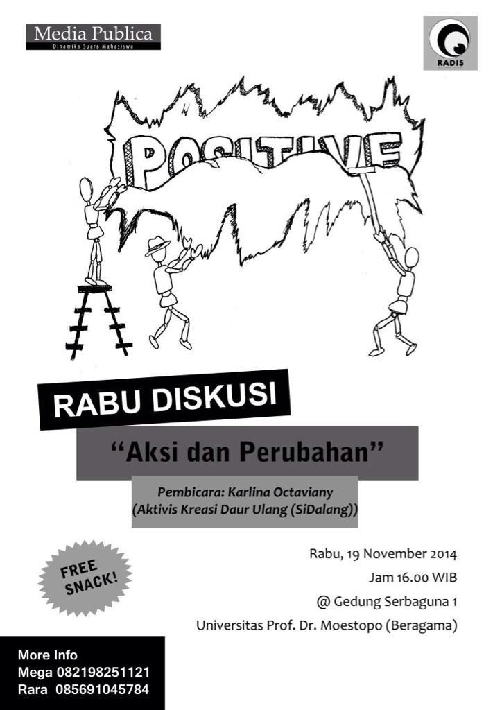 Jangan lupa sore ini ngumpul yuk <a href="/RaDisFikomMoes/">RaDis</a> Bareng2 cari solusi cegah banjir!