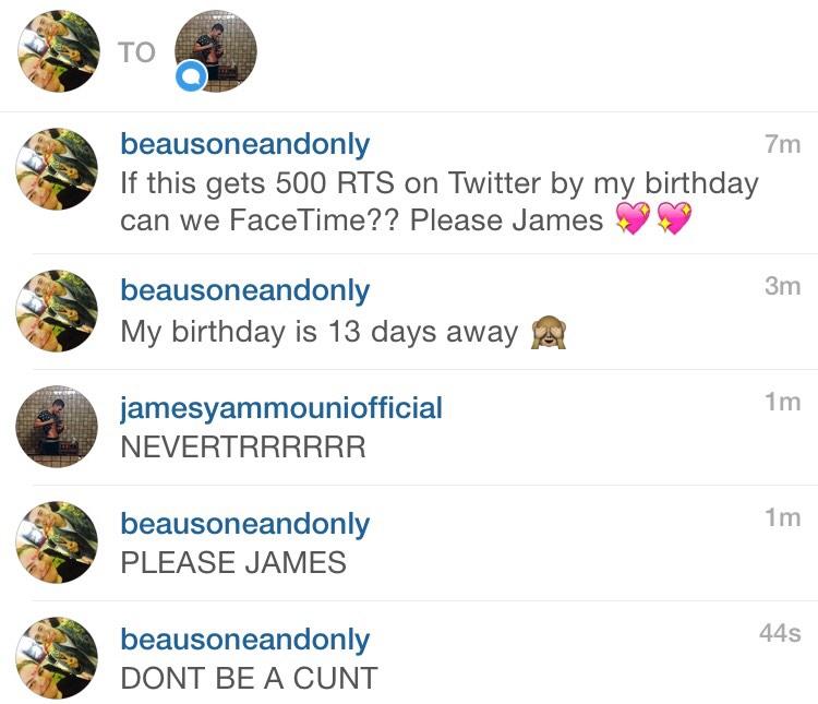 tamaralouise94's tweet image. JAMES SAID NO BUT IM GOING TO TRY AND GET 500rts any ways @James_Yammouni OKAY FINE LETS TRY FOR 1000