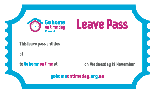 PlanetArk's tweet photo. Do you have a leave pass from @GoHomeOnTimeDay? Make sure you have a good #worklifebalance &amp; go home on time today! http://t.co/MpsVYMugV8