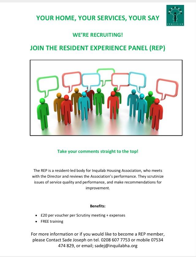 InquilabhaCD's tweet photo. Your home, your services. WE'RE RECRUITING! Join the Resident Experience Panel (REP) today &amp; have your say! http://t.co/81fftPTepN