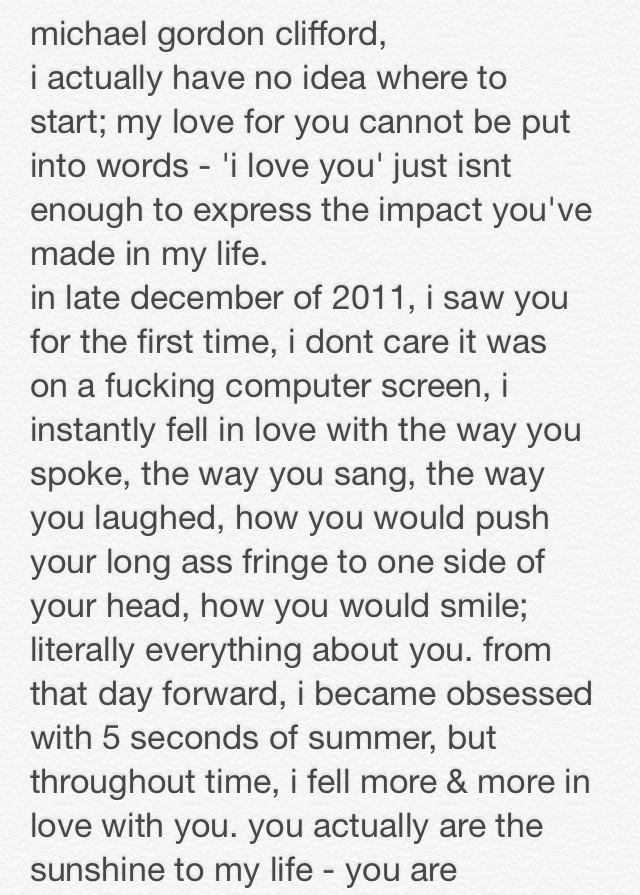 Happy birthday michael gordon clifford, i love you with all my being  ( 8:45 in australia rn; 19th of Nov, oops ) 