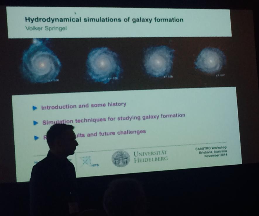 astroduff's tweet photo. The rockstar of my field of numerical astronomy - Volker Springel speaking at @caastro_arc #Squeeel http://t.co/iNlba4M03c