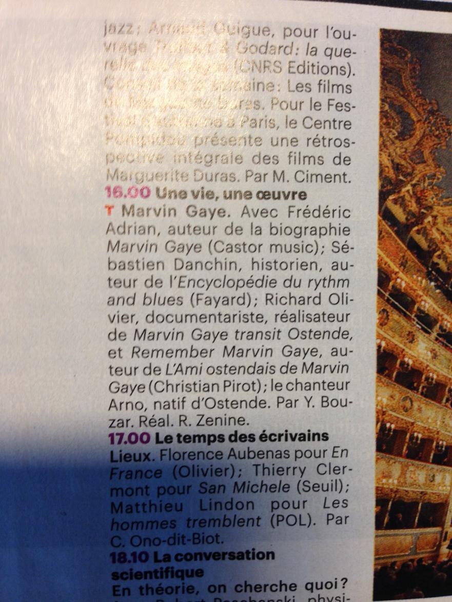Ameliperrier's tweet photo. Rdv samedi sur @franceculture avec @yasbouzar #groovyradio #marvingaye http://t.co/m0x8Jf00x1