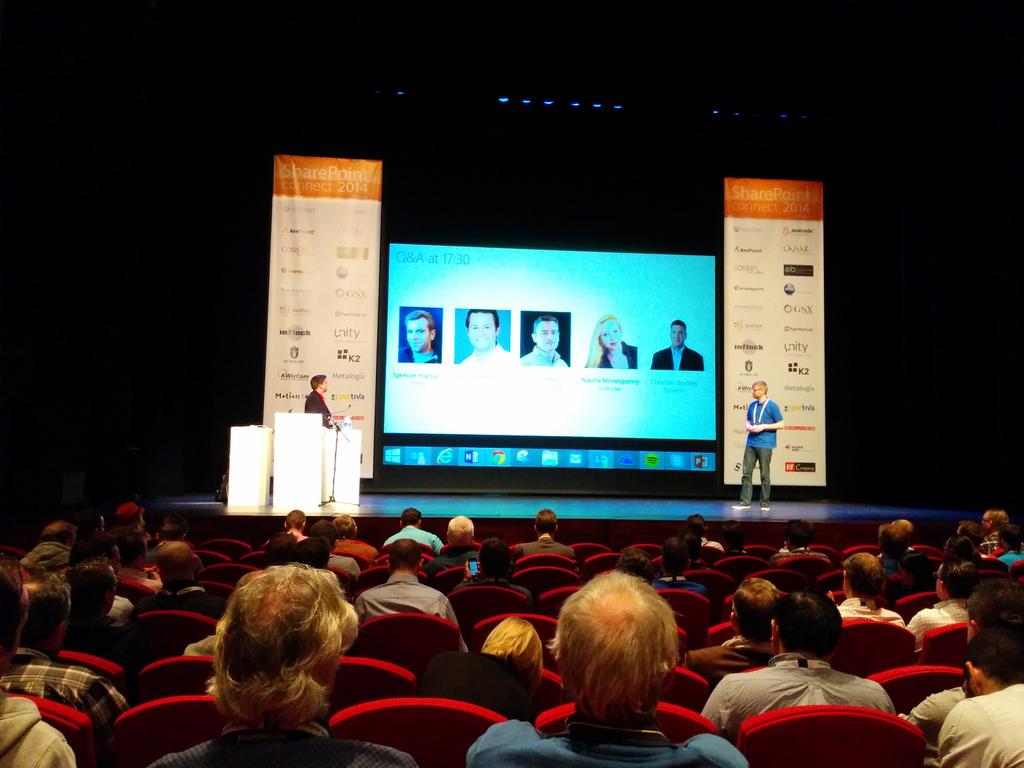 leonzandman's tweet image. Kick off day 2. SharePoint Social Integration with @SharePTJasper and @buckleyplanet #spcon14