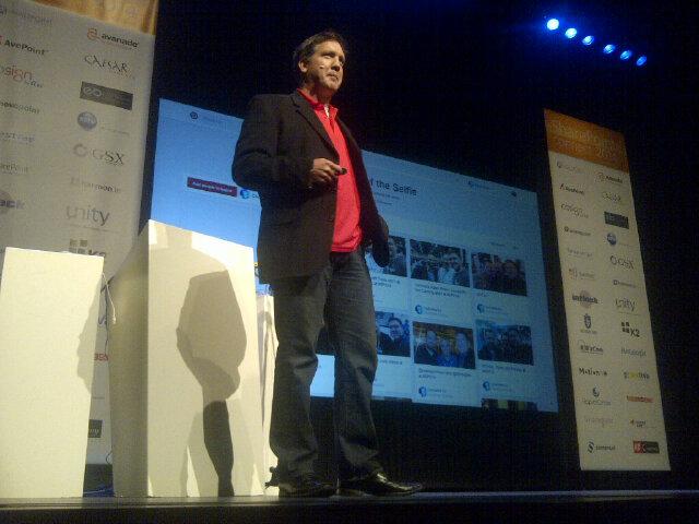 nmoneypenny's tweet image. #SPCon14 @buckleyplanet talking about the social experience at work, and the art of the selfie :)