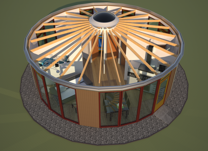 De rondwoning is erg flexibel wanneer het gaat om de indeling. Een 3d impressie van de rondwoning: