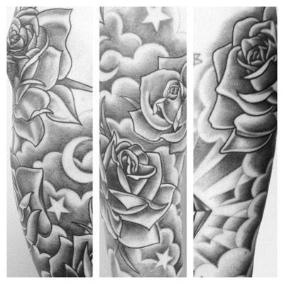 Tate on Instagram Clouds and stars with his brothers initials done as  some filler work tattoo   Cloud tattoo Tattoo font for men Half sleeve  tattoos drawings