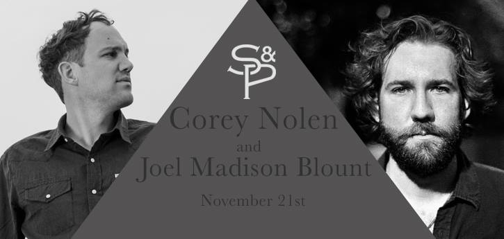 Join us Friday evening <a href="/soundandpage/">Sound & Page</a> - JMB + <a href="/CoreyNolenMusic/">Corey Nolen Music</a>.  Pre-order your tickets here: bit.ly/1wJyK63