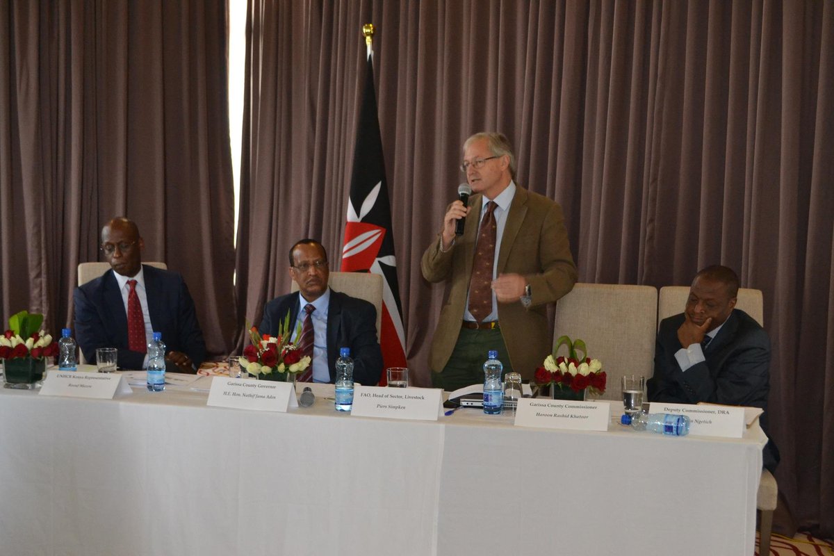 FAO, Head of Sector, Livestock Mr Piers Simpken also addressed the #GarissaCountyForum.