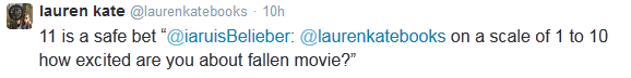 Fallen_Series's tweet photo. Lauren Kate talks about #Fallen trailer, Addison Timlin as #Luce, her fave scene of the film and how excited she is. http://t.co/sZ8AYf6oyp