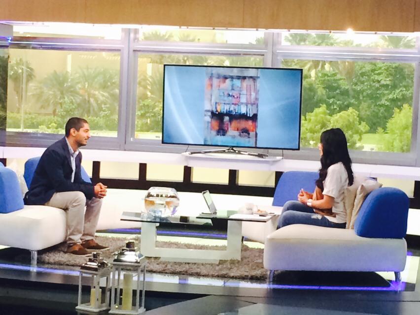 Fannaporter's tweet photo. Saad Rabadi live at MBC1 talking about his art and exhibition @Fannaporter #interview #art #mydubai #dubai_Calendar http://t.co/eNUx97jwQQ