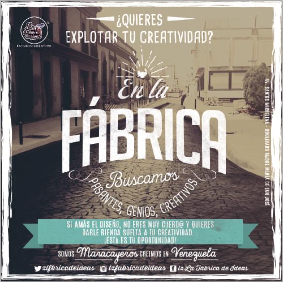 ZLFbricadeIdeas's tweet photo. @CentroGrafico Eres un genio creativo? necesitas cumplir tus pasantias? En la Fabrica te estamos buscando! http://t.co/gBbynlJwlh