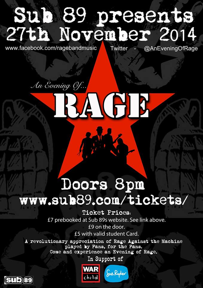 <a href="/AnEveningOfRage/">Rage</a> LIVE <a href="/ReadingSub89/">Sub89</a> on Thurs 27th Nov!! Get your tickets NOW to get a discount sub89.fatsoma.com/events/113638/