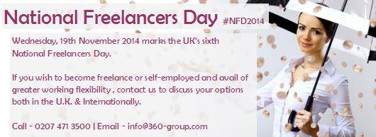 360Group_UK's tweet photo. Happy National Freelancers Day #NFD2014 http://t.co/pHK4K8SDpD