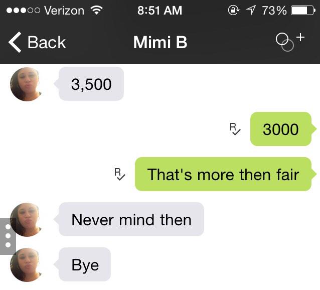 I offered her 3000 just so she can get a new car since she has no car cause she was driving mines and<a href="/tag/single"class="tags"><span>#single</span></a>
