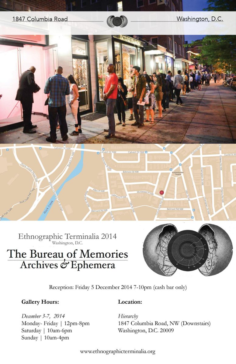 Kate Hennessy (@katehennessy) on Twitter photo Friday night Dec 5 opening party in Washington DC: The Bureau of Memory <a href="/ethnoterminalia/">Ethnog' Terminalia</a> <a href="/AmericanAnthro/">American Anthropological Association</a> #ephemera Friday night Dec 5 opening party in Washington DC: The Bureau of Memory <a href="/ethnoterminalia/">Ethnog' Terminalia</a> <a href="/AmericanAnthro/">American Anthropological Association</a> #ephemera