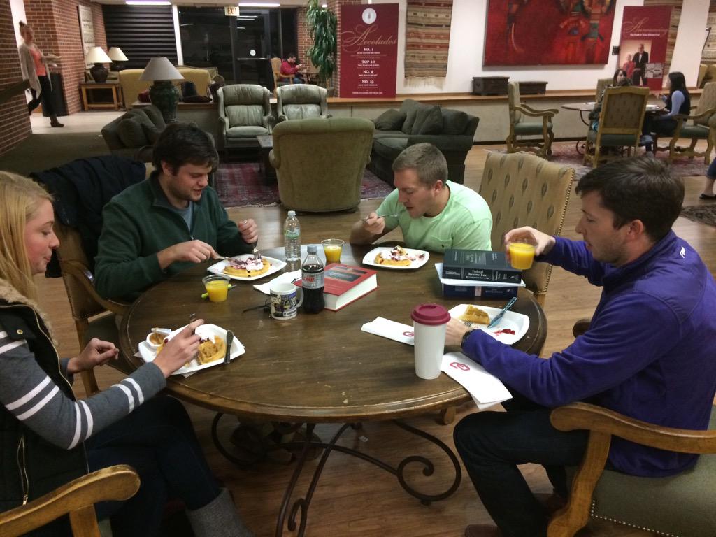 OULawSBA's tweet photo. One successful Waffle Wednesday: finals edition. http://t.co/6t4JNr1mjV