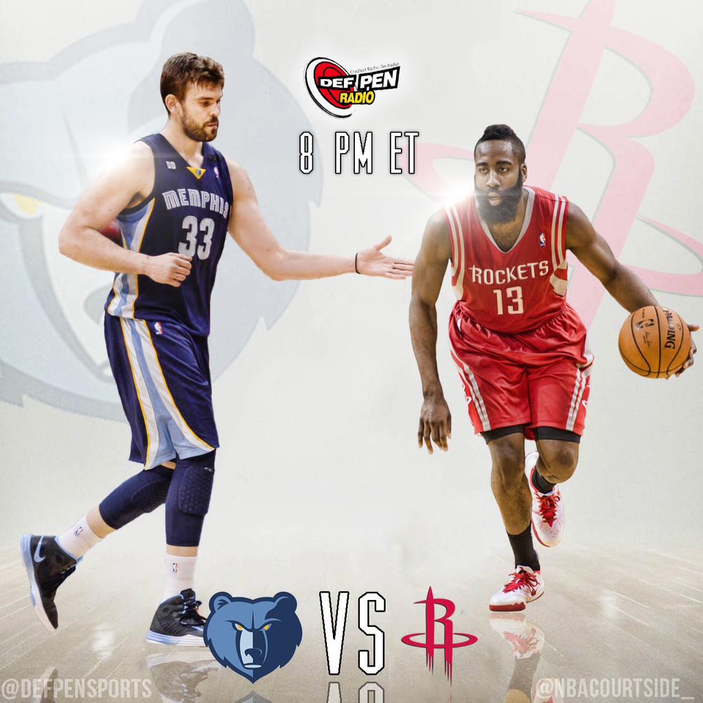 DefPenHoops's tweet photo. Tune in for the #DefPenGame2Watch! Is the @memgrizz vs @HoustonRockets! #grizzlies vs #rockets http://t.co/GBGzYcwTWh