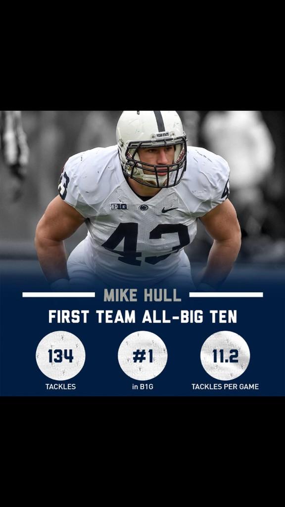 PSUnrivaled's tweet photo. Congrats to Mike Hull (@m_hull4943)! First Team All - Big Ten #PSUnrivaled #LinebackerU #TheBeast #Numero43 http://t.co/D7NZUhkW2w