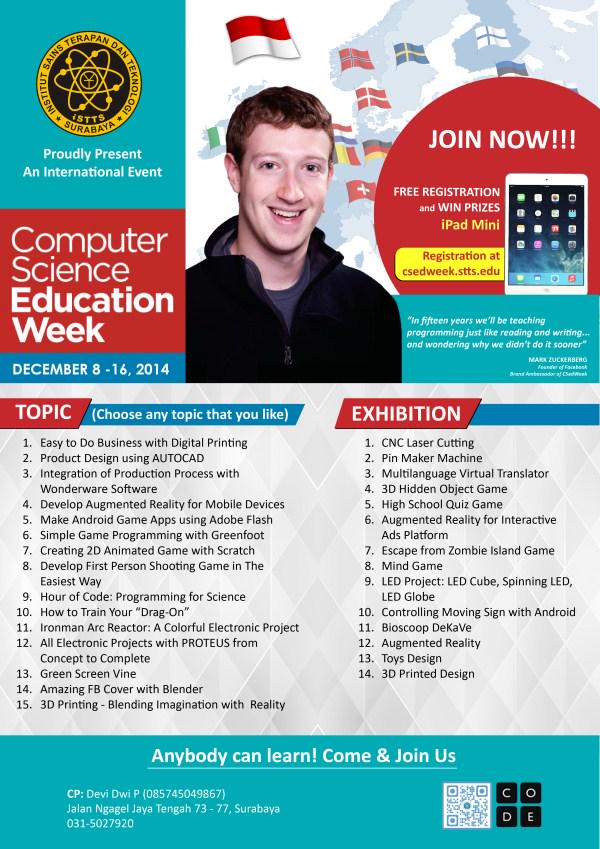 eventsurabaya's tweet photo. Join Now! Computer Science Education Week 2014 | 8 - 16 Des'14 at iSTTS Sby | http://t.co/jdRnjGTkRN / 085745049867 http://t.co/2wrxqAdeha