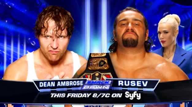 WWE's tweet photo. THIS FRIDAY: @TheDeanAmbrose battles US Champion @RusevBUL on @WWE #SmackDown on @Syfy! http://t.co/PNk3TLlOVr
