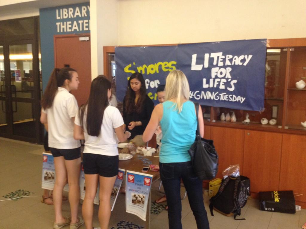 lowellscott's tweet photo. #GivingTuesday at SAS! Come buy some s'mores to support global literacy! http://t.co/w4rAjh8dY7