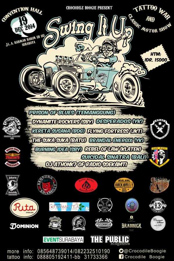 Indorock is back in surabaya 19 Dec '14 with Rockabilly-Psychobilly bands from Java-Bali. <a href="/CrocodileBoogie/">Crocodile Boogie</a>