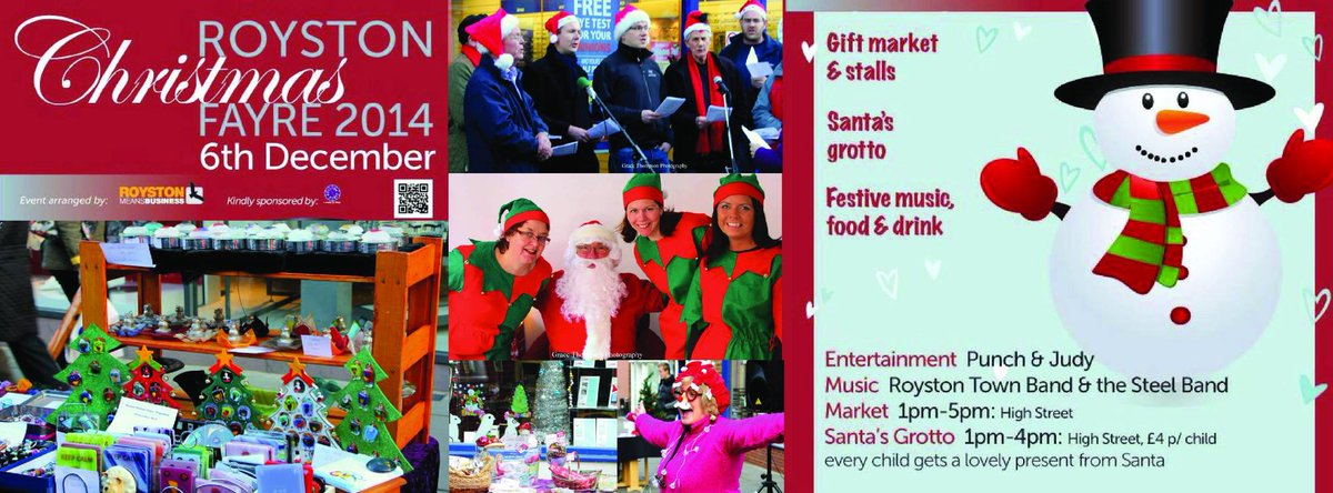 TheListing's tweet image. #ChristmasInRoyston Sat 6th Dec 30+stalls, #Santa @RoystonTownBand  plus lots more, follow bit.ly/RoysonMeansBus…