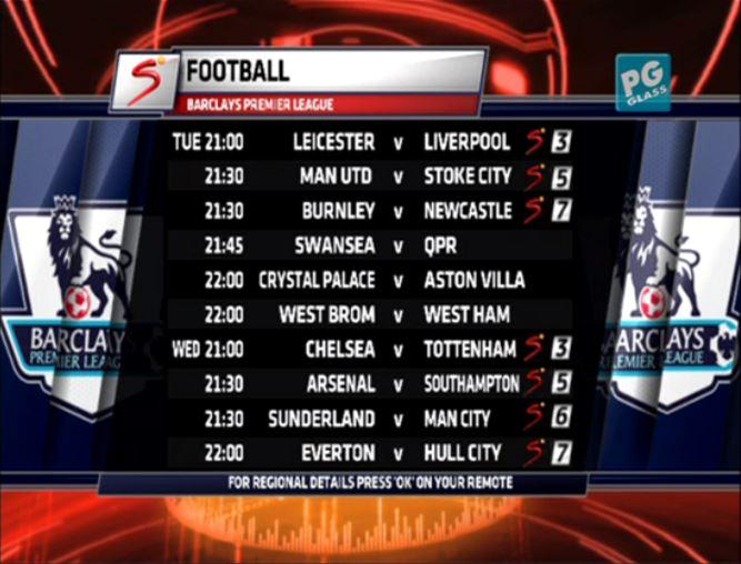 Calendário dos Jogos Premier League Barclays 2014/15