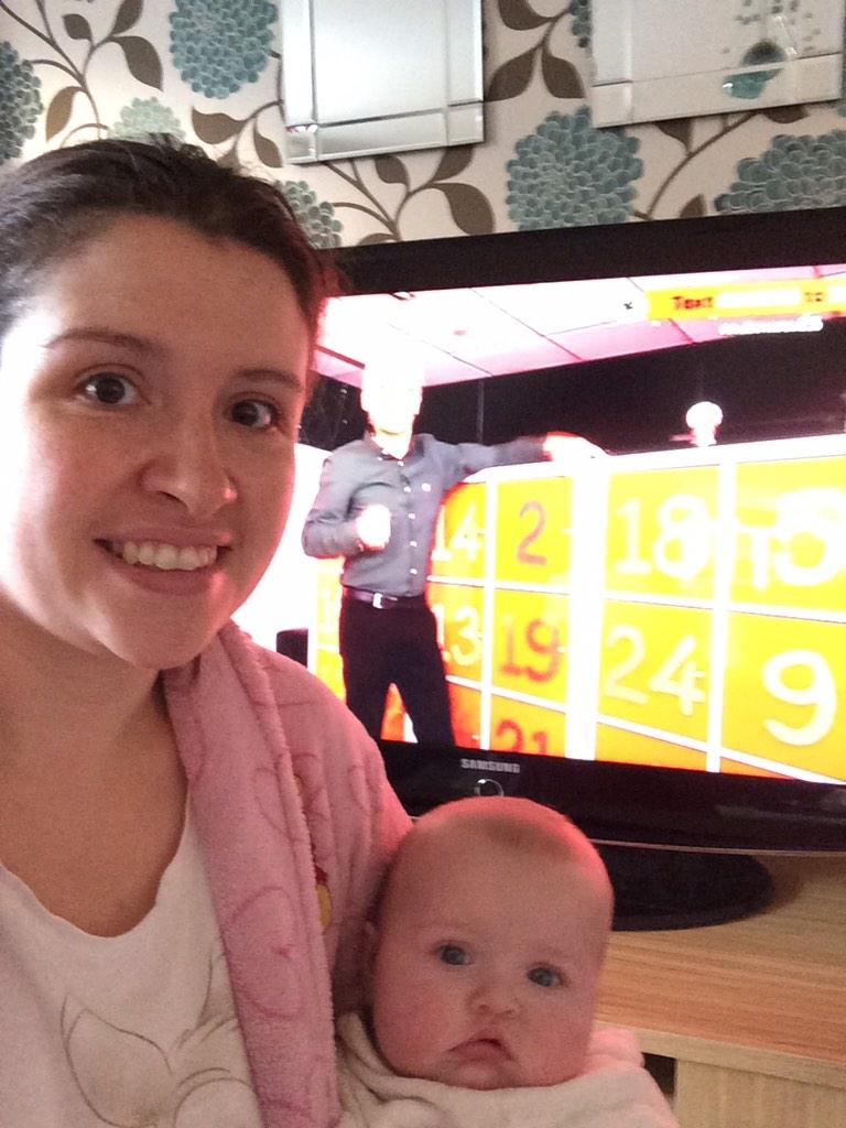 EmmaYorkshire's tweet photo. @Schofe. Me &amp; my poorly daughter Phoebe have been watching. My 2 year old Holly just wants to watch Peppa Pig! http://t.co/nYxKHplj0n