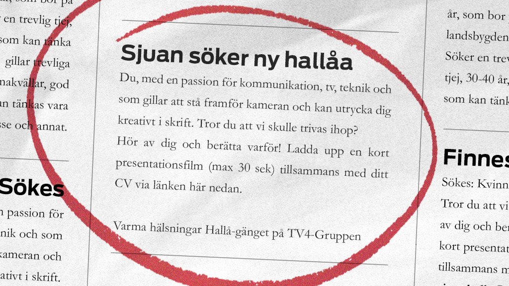 Tv4 On Twitter Sjuan Soker Ny Hallaa Ar Det Du Eller Nagon Du Kanner Som Vi Far Se I Rutan Http T Co T2lz43hchs Nyttjobb Http T Co Zvgachjsid