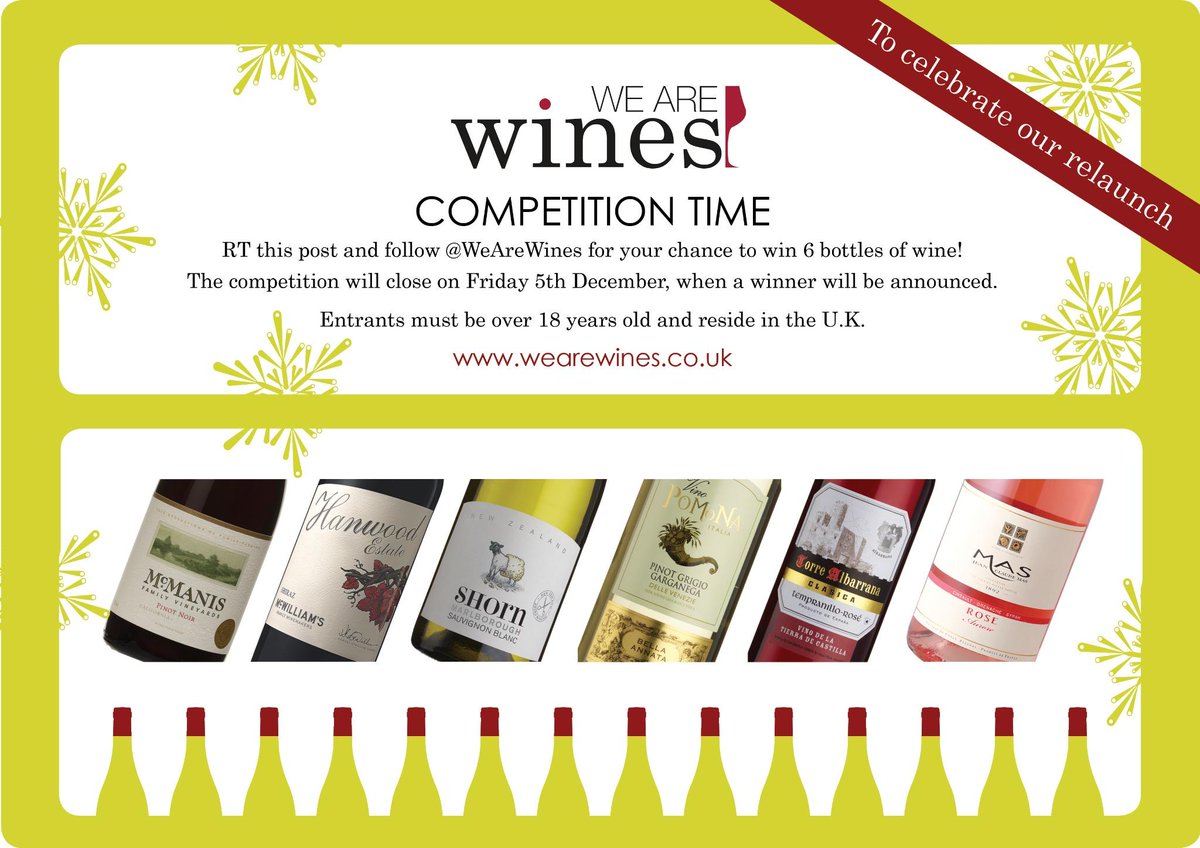 wearewines's tweet photo. Follow &amp; RT to #win 6 bottles of #wine!
See the attached image for more info!
#Competition #Giveaway http://t.co/A9uwx5ovJm