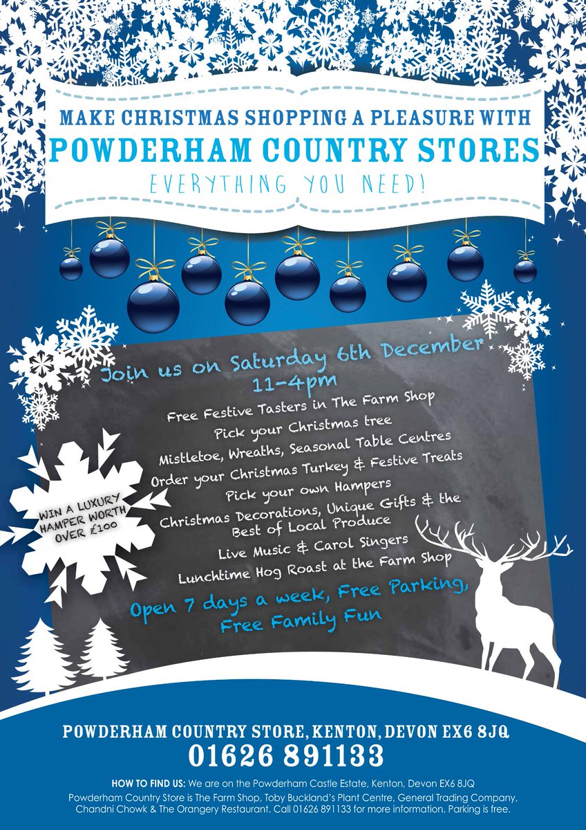 Don't miss Xmas Fayre Sat 6th <a href="/Powderhamfarm/">p</a> Plant Centre &amp; <a href="/HouseofMarbles/">House of Marbles</a> with mulled wine carols &amp; win-a-hamper!