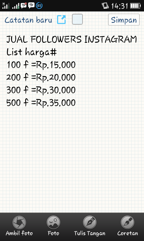 16triosaputra's tweet photo. JUAL FOLLOWERS TWITTER DAN
INSTAGRAM minat
hub.089674126654/7DB59CB3.via pulsa/
bank #CintaItuApa #BukanUrusanSaya http://t.co/NvNNZj0e6H